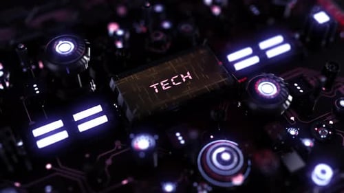 Animated Futuristic Circuit Board with Digital Title Reveal