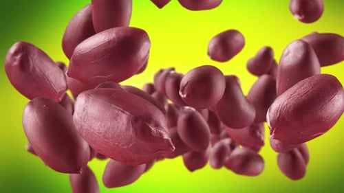 Flying of Peanuts in Lime Green Background