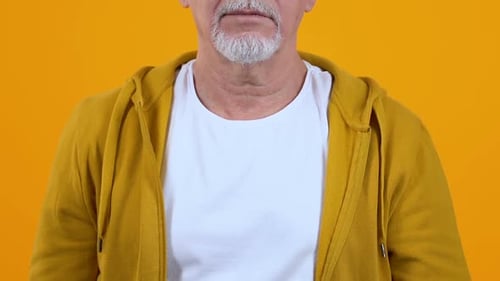 Grey Beard Man Showing Silence Gesture, Non-Disclosure of Secret Information