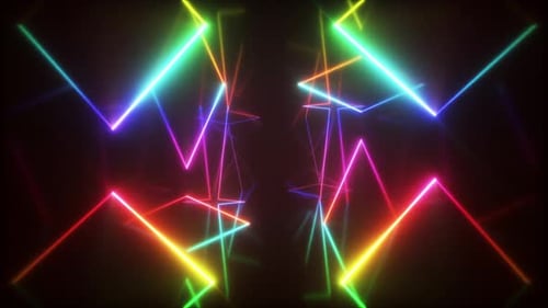 Abstract Flying in Rainbow Futuristic Corridor