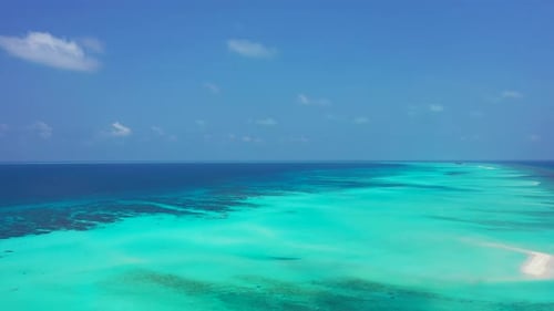 Natural above abstract view of a white sandy paradise beach and turquoise sea background in high res