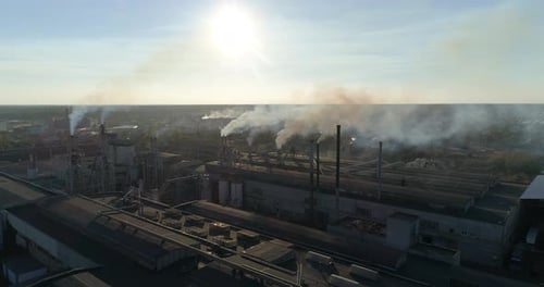 Smoking Factory Chimneys. Environmental Problem of Pollution of Environment and Air in Large Cities