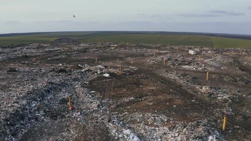 Aerial View on City Garbage Dump with
