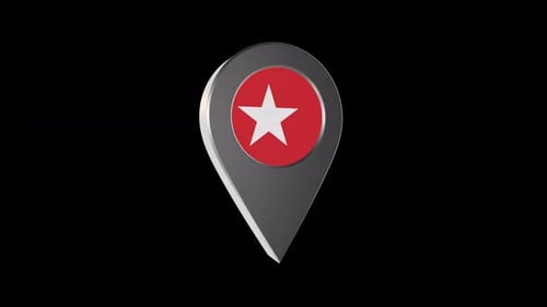 3d Animation Map Navigation Pointer With Flag Of Maastricht (Netherlands) With Alpha Channel - 2K
