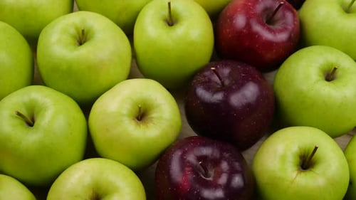 Close Up of Vibrant Red and Green Apples