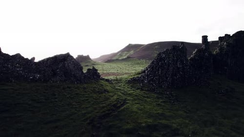 Scenic Aerial View of Rolling Green Hills