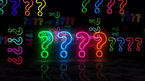 Colorful Neon Question Mark Symbols Loop Animation