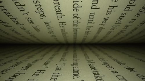 Macro View of Book Pages and Text