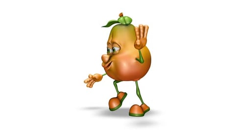 3D Animated Pear Character Waving Hello