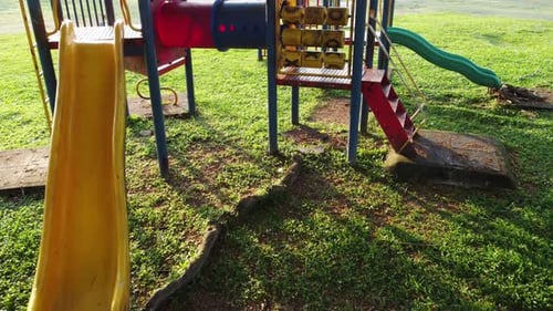 Shadow of playground in evening