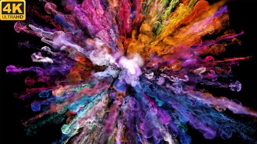Vibrant Colorful Powder Smoke Burst Explosion