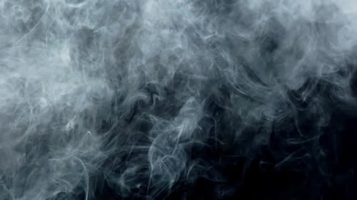 Abstract Swirling White Smoke on Black Background