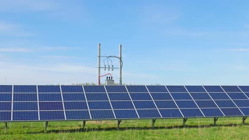 Solar Panels Generate Clean Energy on Sunny Day