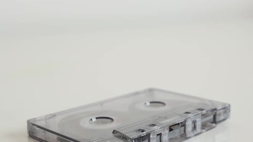 Clear Plastic Cassette Tape on White Surface