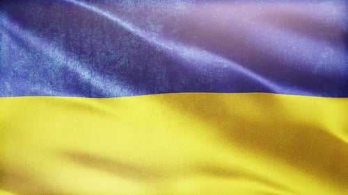 Waving Ukrainian Flag with Grunge Texture Animation