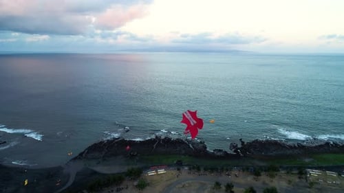 Kites and Ocean in the Evening