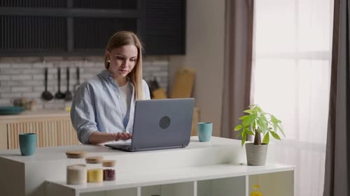 Serious Female Student Wear Elearning Study with Online Tutor Teacher Talk Conference Calling Do