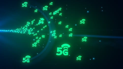 5G Wireless Wifi Icon Flying Mint Green