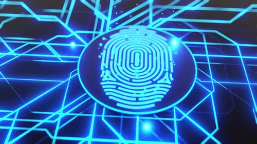 Glowing Fingerprint Animation for Digital Security and Biometric Authentication