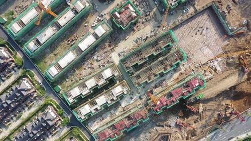 Construction site in city