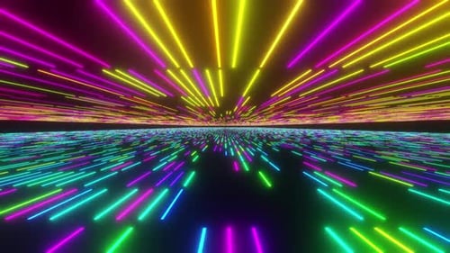 Abstract Neon Light Tunnel Journey Loop Background