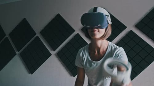 Woman Wearing VR Headset Indoors