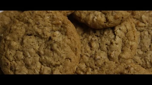 Close-up of Freshly Baked Oatmeal Cookies
