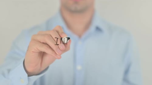 Man Writes Internet of Things on Clear Surface