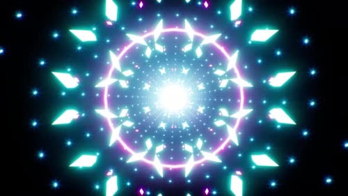 VJ Tunnel 4K Loop mit blauem Glitter und Transform Shapes