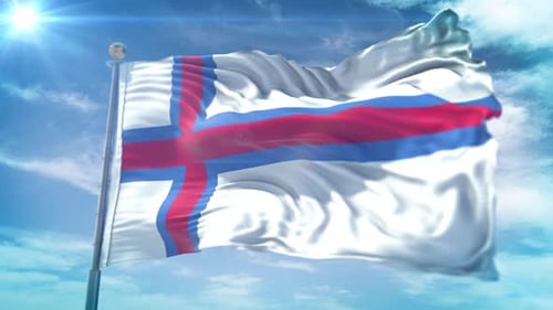 Faroe Islands Flag Waving Seamlessly Realistic Animation