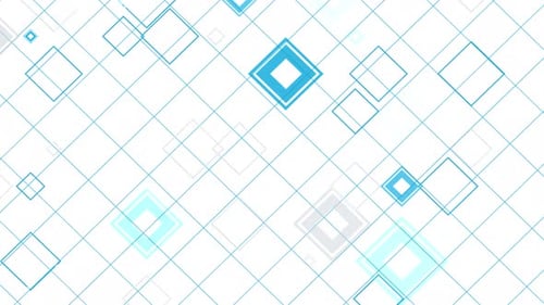 Abstract Geometric Grid with Animated Blue and White Squares