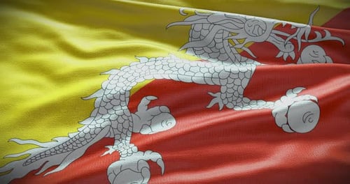 Realistic Waving Bhutan Flag National Symbol Animation