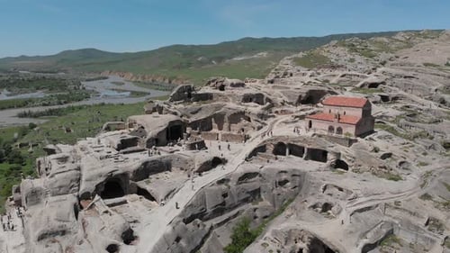 Amazing aerial view of ancient town Uplistsikhe in Georgia.