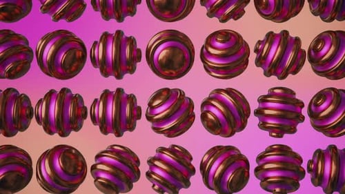 Abstract Gold and Purple Metallic Spheres Morphing Loop