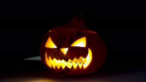 Glowing Jack-o'-Lantern Halloween Holiday Still Life