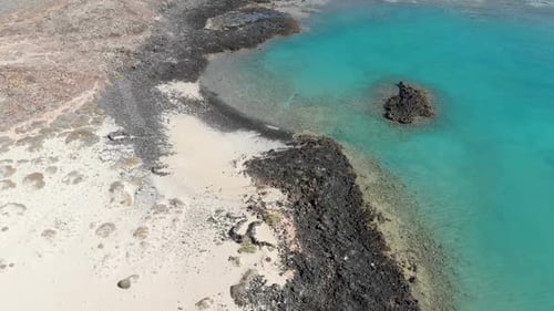 Drone flying over wonderful Lobos Island - Fuerteventura
