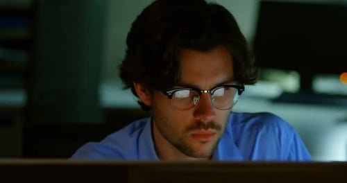 Businessman working on computer in office 4k