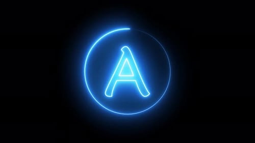 Glowing neon line in a circular path around the A alphabet. Vd 371