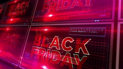 Black Friday Futuristic Digital Display with Data Grid Animation