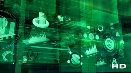 Infographics In A Green Digital Space HD