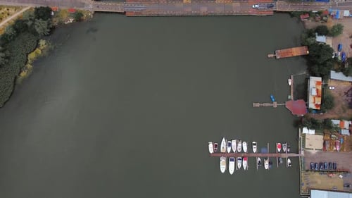 Big River with Ships Aerial View