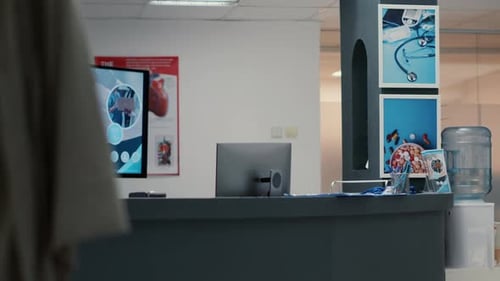 Medical Office Reception Area with Computer Monitor
