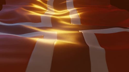 Cinematic Waving Flag With Glowing Cross Light