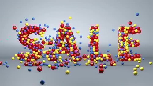 Colorful Spheres Forming SALE Text Animation