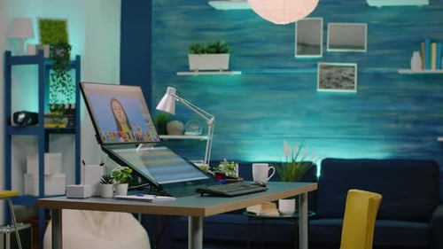 Nobody in Photography Studio with Retouching Equipment