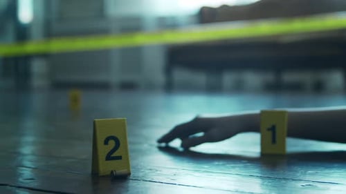 Crime Scene Hand with Evidence Marker