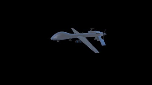 Realistic 3D Drone Rotating Animation on Black
