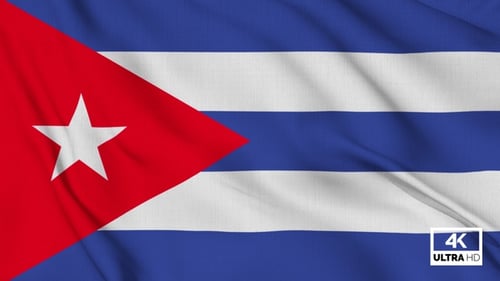 Seamless Loop of the Cuban National Flag Waving in Wind