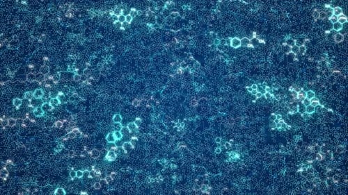 Glowing Chemical Formulas Abstract Science Technology Background Loop