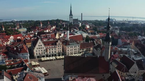 Aerial View of Medieval Tallinn City in Estonia Baltics